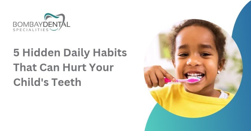 Child brushing teeth with a toothbrush